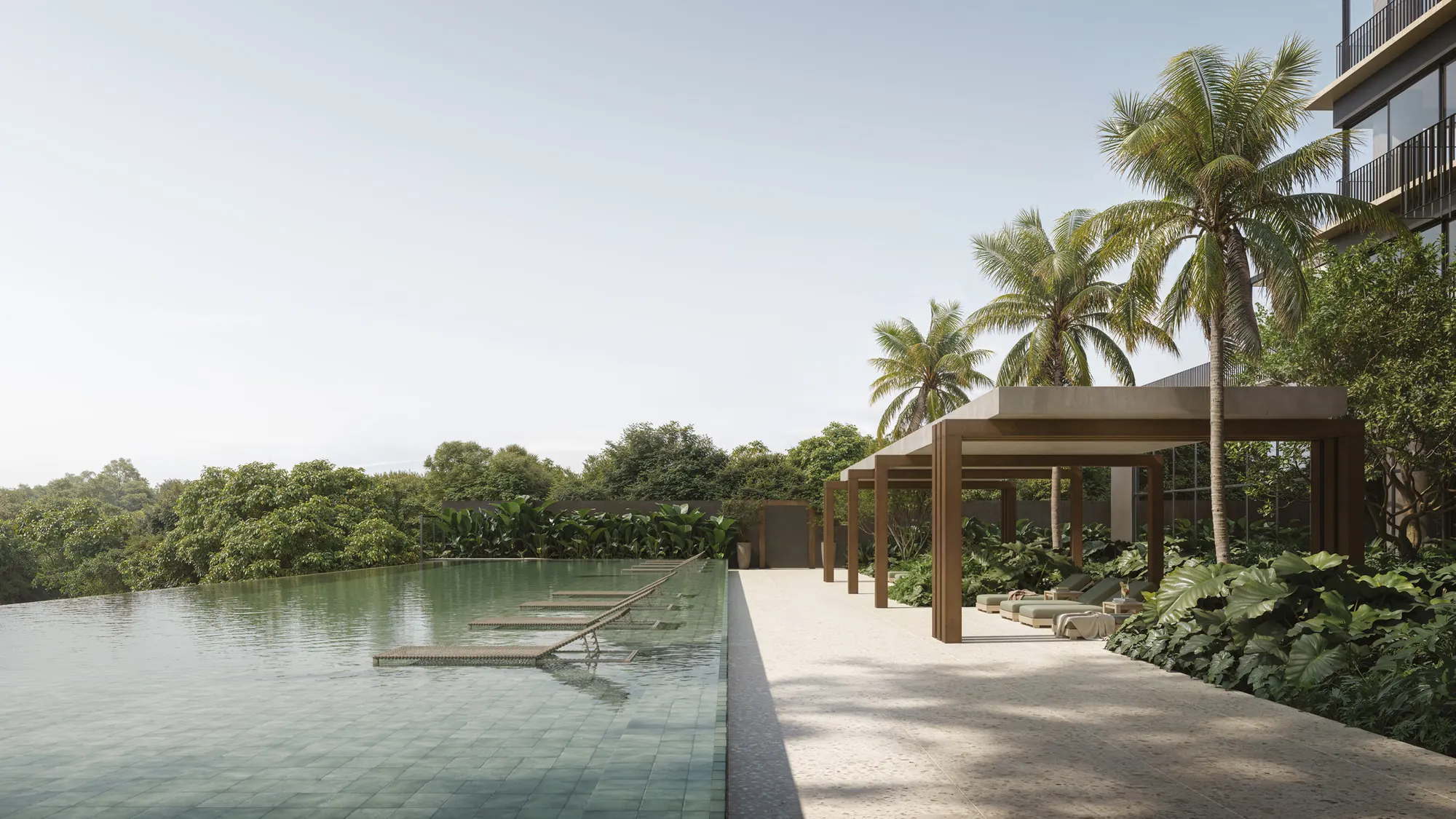 Perspectiva ilustrada da outdoor pool